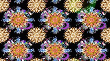 Çiçekli karalama şeklinde Raster çiçek deseni. Nazik, sevimli çiçek arkaplanı. Siyah renkte çiçekler.