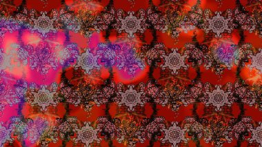 Elle boyanmış suluboya resim çizimleri, çiçekler ve bitkiler. Çiçekler kahverengi, kırmızı ve pembe renklerde.