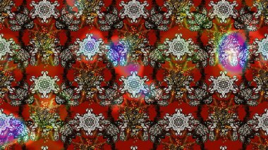 El çizimi. Raster illüstrasyonu. Çiçekli, yapraklı, çiçek desenli çizim..