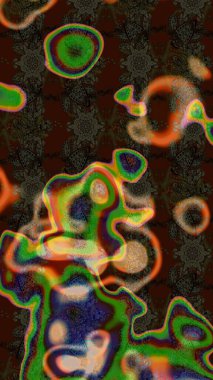 Kahverengi, gri ve yeşil renklerde bahar çiçekleri. Raster deseni. Patlayan çiçekler soyut olarak yerleştirilmiş. Raster illüstrasyonu.