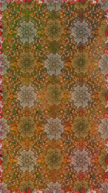 El çizimi, soyut ve süslü elementler. Kahverengi ve bej renkler. Klasik çiçekler. Yaz çiçekleri teması. Suluboya resim taklit Raster illüstrasyonu.