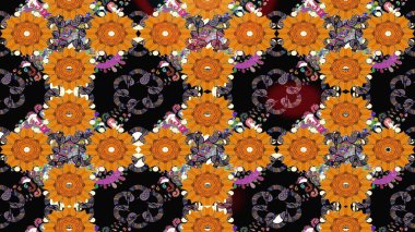 Küçük çiçekli yay deseni çiz. Raster illüstrasyonu. Suluboya tarzında siyah renkler üzerine.