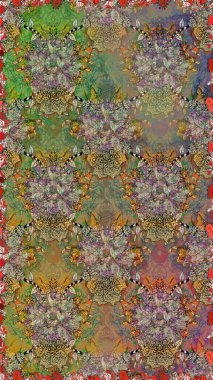 Sorunsuz süsleme yazdırma. Kartvizit arka plan boyama kitabı, zemin, tekstil, tebrik için kullanılabilir. Hint çiçek Paisley patten kenarlık. Etnik Mandala havlu. Raster kına tarzı.