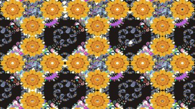 Küçük çaplı çiçeklerdeki basit şirin desenler. Tekstil veya kitap kapakları, imalat, duvar kağıtları, baskı, hediye paketi ve yapıştırma kitabı için çiçek eskizi geçmişi. Raster illüstrasyonu.