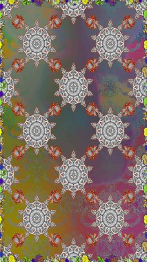 Modern gelişim, gri ve kahverengi raster arka plan duvar kağıdı çizimi, klasik çizgili desenli desenli çiçekler, çiçekli süsler. Çiçekli el, pürüzsüz desen..