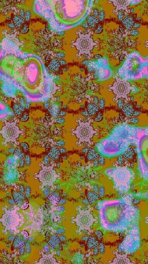 Düz Çiçek Elementleri Tasarımı. Renkli Yaz Temalı eskiz kalıbı. Raster Illustrasyon 'daki Çiçek Deseni' nin son moda çizimi. Yeşil renkte çiçekler.