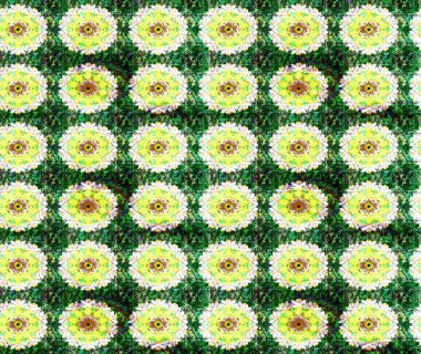 Küçük çiçekteki sevimli çiçek deseni. Yeşil renkli çiçekler. Raster illüstrasyonu.