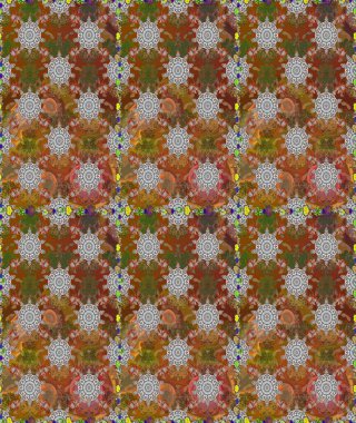 Düz Çiçek Elementleri Tasarımı. Kahverengi ve gri renkli çiçekler. Renkli Bahar Temalı Kusursuz Arkaplan. Raster illüstrasyonunda kusursuz çiçek deseni.