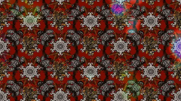 Küçük çiçekli basit bir çiçek çizimi. Raster illüstrasyonu. Moda baskısı, albüm, ambalaj kağıdı ve duvar kağıdı için zarif dekoratif süslemeler. Kahverengi, gri ve kırmızı renkte şirin çiçekler..