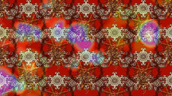 Kahverengi, kırmızı ve bej renkli bitkilerden oluşan parlak çiçekli çizim deseni.