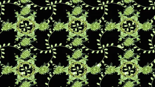 Soyut etnik raster çizim kalıbı. Çiçekler. Vadinin çiçekleri siyah, yeşil ve nötr renklerde.