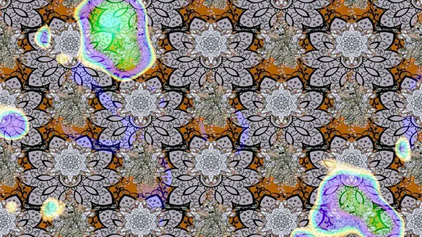 Raster illüstrasyonu. Raster illüstrasyonundaki çiçek desenli çizim. Güzel kumaş deseni. Gri renklerde.