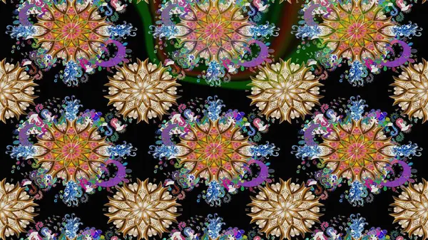 Çiçek. Raster illüstrasyonu. Taslak dekoratif arka plan, çiçek mandala. Siyah renklerde.