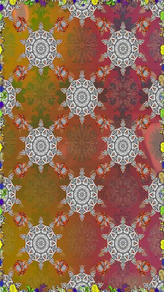 Kusursuz bir arka plan modeli. Raster hisseleri. Suluboya, elle çizilmiş. Çiçekler kahverengi ve gri.