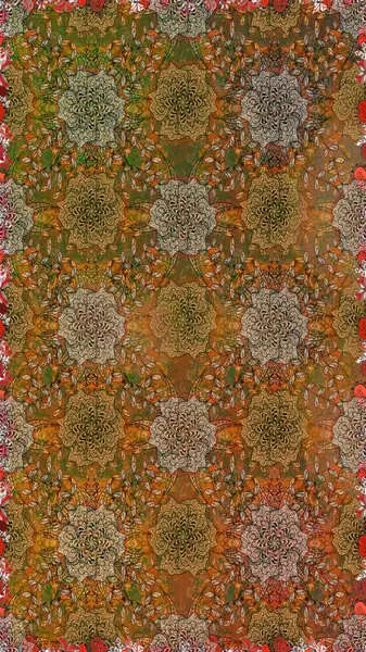 El çizimi, soyut ve süslü elementler. Kahverengi ve bej renkler. Klasik çiçekler. Yaz çiçekleri teması. Suluboya resim taklit Raster illüstrasyonu.