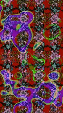 Nazik, narin çiçek arkaplanı. Çiçekli karalama şeklinde Raster çiçek deseni. Çiçekler kahverengi, kırmızı ve yeşil renklerde.