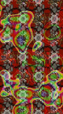 Çiçekli tebrik kartı. Raster illüstrasyonu. Kırmızı, kahverengi ve yeşil renklerde. Doğum günü kartı ya da düğün davetiyesi. Suluboya çiçek buketi. Çiçek arka planı.