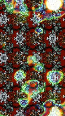 Çiçekli karalama şeklinde Raster çiçek deseni. Raster illüstrasyonu. Nazik, yaz çiçekleri kahverengi, gri ve kırmızı renkler.