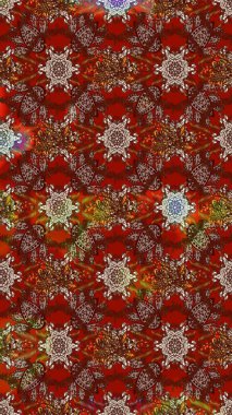 El çizimi, soyut ve süslü elementler. Suluboya resim taklit Raster çizimi. Klasik çiçekler. Yaz çiçekleri teması. Kahverengi, kırmızı ve bej renkler.