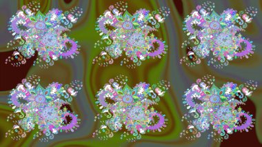 Raster suluboya çiçek deseni, narin çiçekler, yeşil çiçekler, tebrik kartı şablonu. Raster Güzel kumaş deseni.