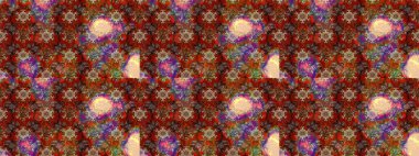 Çiçek desenli eskiz. Düz Çiçek Elementleri Tasarım Raster illüstrasyonu. Kahverengi, kırmızı ve bej renkli çiçekler. Renkli Bahar Teması çizim şablonu.