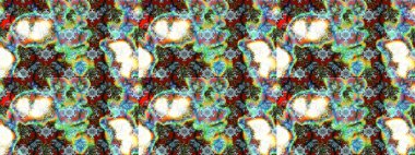 Raster hisseleri. Eskiz arkaplan modeli. Tarafsız, mavi ve yeşile çiçekler. Suluboya, elle çizilmiş.