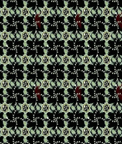 Kumaş, duvar kağıdı ve kağıt üzerine baskı yapmak için gelişen arka plan. Raster illüstrasyonu. Moda arka planında parlak buketler. Eski usul küçük çiçekli şirin bir eskiz deseni..