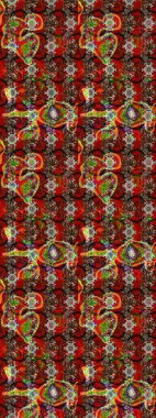 Çiçek. Kahverengi, kırmızı ve siyah renklerde. Taslak dekoratif arka plan, çiçek mandala. Raster illüstrasyonu.