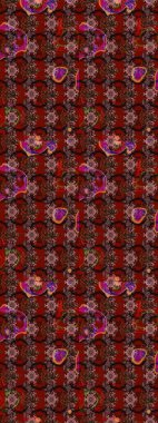 3D çiçekler, eskiz. Raster illüstrasyonu. Kahverengi, kırmızı ve siyah renklerde.