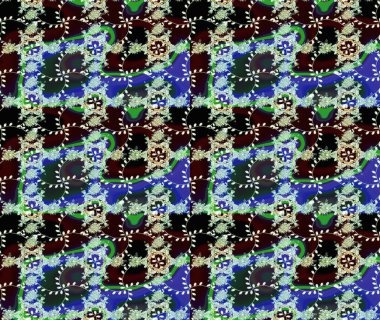 Raster illüstrasyonu. Mavi, nötr ve kahverengi renklerde. Çiçekli güzel suluboya desen.