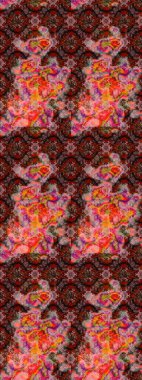 Raster illüstrasyonu. Küçük çiçekteki sevimli çiçek deseni. Pembe, kahverengi ve kırmızı renkte çiçekler.