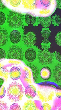 Manzaralı çiçek deseni. Sevgililer günü ve tebrik kartı konsepti için şık bir davetiye. Üst manzara, yumuşak yeşil renk tarzı. Çiçek kompozisyonu, el boyası, hassas şablon..