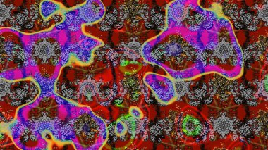 Gri, kırmızı ve kahverengi renkli güzel bir tekstil. Suluboya çiçekli çiçek deseni. Raster illüstrasyonu.