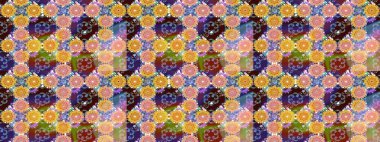 Eski usul. Raster illüstrasyonu. Eskiz geçmişi. Kumaş, tekstil, duvar kağıdı baskısı için. Renkli desenli eskiz deseni, kahverengi çiçekler ve dekoratif elementlerle.