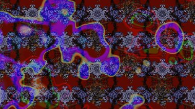 Sanat esinlenilmiş, kahverengi ve menekşe rengi çiçekler ve yapraklar. Karalama çiçekleri çizim kalıbı. Kırmızı, kahverengi ve mor el çizimi desen. Raster deseni.