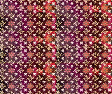 Raster illüstrasyonu. Kahverengi renklerde bahar çiçekleri. Yaprak ve çiçeklerin suluboya resmi, kahverengi renklerdeki çizim deseni.