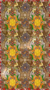 Raster illüstrasyonu. Eski usul. Kumaş, tekstil, duvar kağıdı baskısı için. Tomurcukları papatya çiçekleri olan sevimli bir çiçek deseni. Miles Fleur, süslü püslü bir süs. Taslak arkaplan.