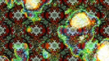 Yeşil, kahverengi ve siyah renklerde. Çiçekli güzel suluboya desen. Raster illüstrasyonu.