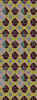 Renkli Yaz Temalı eskiz kalıbı. Sevimli çiçek raster deseni. Düz Çiçek Elementleri Tasarımı. Kahverengi renkte çiçekler.