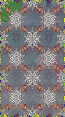 Çiçekler. Vadinin gri ve nötr renklerinde çiçekleri. Soyut etnik raster pürüzsüz desen.