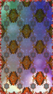 Tebrik kartı geçmişi, boyama kitabı, arkaplan ve tekstil için kullanılabilir. Sınır Kızılderili çiçekli paisley patten. Raster Henna tarzı. Kusursuz süs izi. Etnik Mandala havlusu.