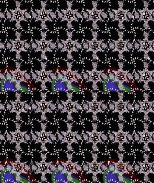 Raster illüstrasyonundaki çiçek desenli çizim. Siyah, nötr ve gri renkte çiçekler.