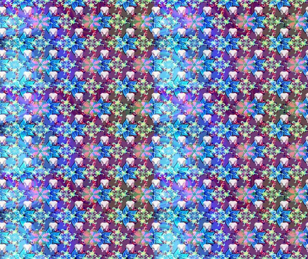 Raster illüstrasyonu. Çizim çiçek deseni duvar kâğıdı olarak kullanılabilir. Mavi renkte çiçekler.