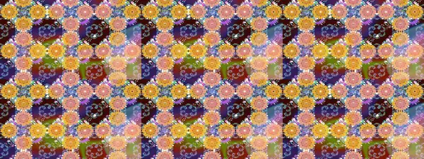 Eski usul. Raster illüstrasyonu. Eskiz geçmişi. Kumaş, tekstil, duvar kağıdı baskısı için. Renkli desenli eskiz deseni, kahverengi çiçekler ve dekoratif elementlerle.