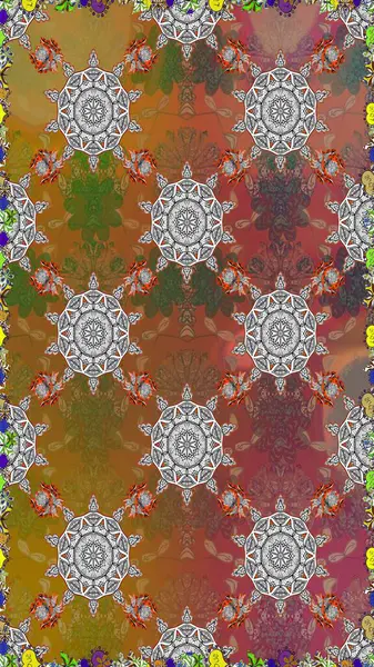 Kahverengi ve gri renkli çiçekler. Bahar mevsimi. Nazik romantik baskı. Tatil havası. Raster dikişsiz sevimli çiçek deseni.