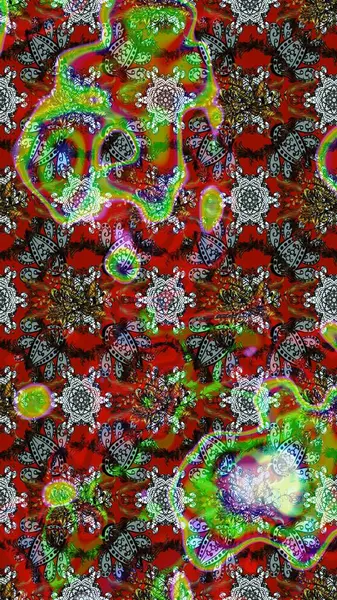 Bir sürü kırmızı, kahverengi ve nötr soyut çiçekli tropik eskiz deseni. Küçük çiçekteki sevimli çiçek deseni. Renkli, kahverengi ve nötr raster çizimi.