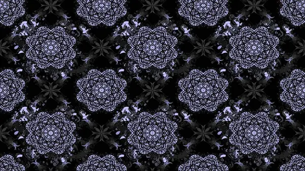 Raster illüstrasyonu. Siyah renklere karalamalı çiçek deseni çiz.