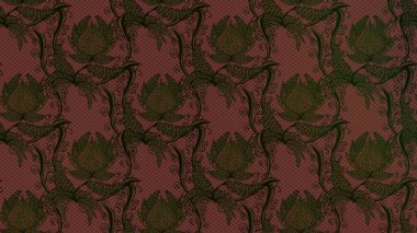 Raster illüstrasyonu. Kahverengi yapraklı yabani çiçekler. Suluboya, elle çizilmiş. Taslak arkaplan deseni.