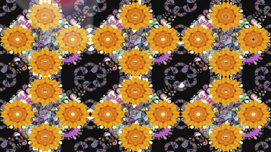 Çiçekli karalama şeklinde Raster çiçek deseni. Gri renkli çiçekler. Nazik, sevimli çiçek arkaplanı..