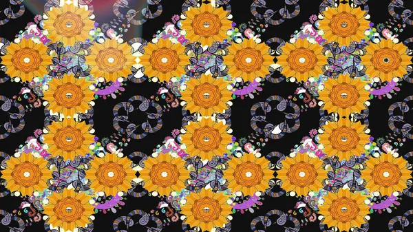 Çiçekli karalama şeklinde Raster çiçek deseni. Gri renkli çiçekler. Nazik, sevimli çiçek arkaplanı..